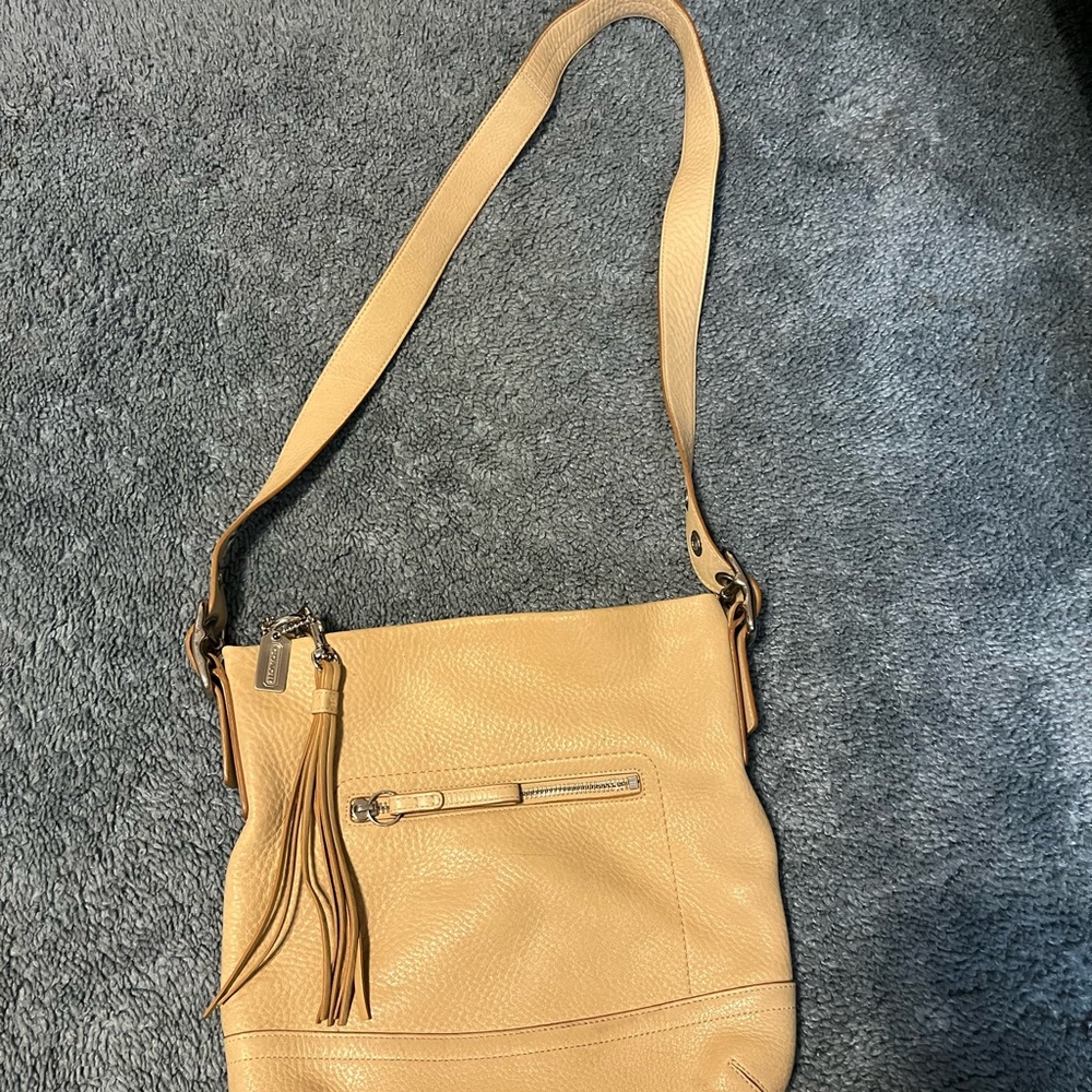 Beige Leather Shoulder Bag
